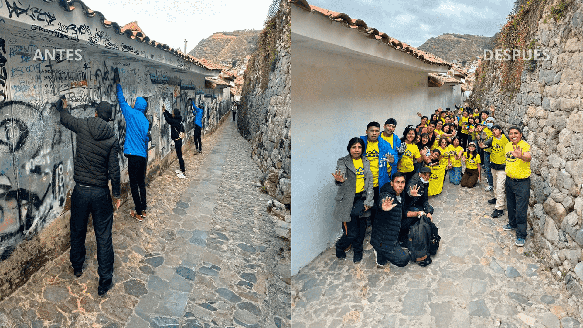 Voluntarios de Misión Caleb restauran calles históricas de la ciudad de Cusco